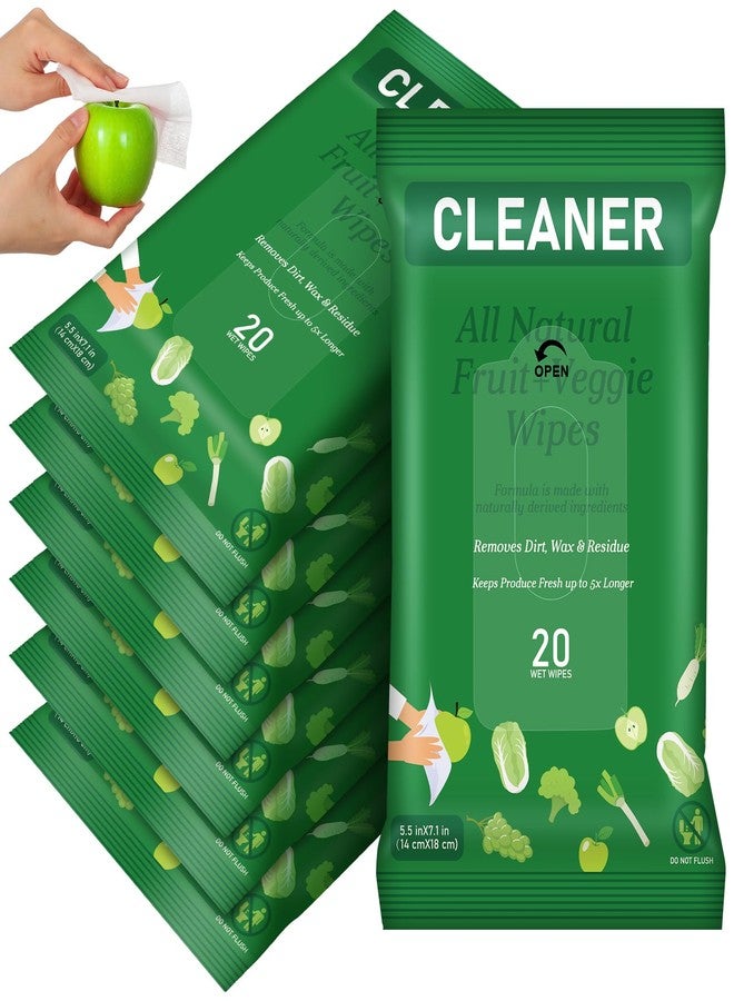 Swiffen 7 Pack Fruit Veggie Wipes Total 140 Count Fruit & Vegetable Wash Removes for Removing Pesticides Wax Dirt Portable Safe Vegetable Cleaning Wipes for Home Travel Use(Minimalist) - Image 1